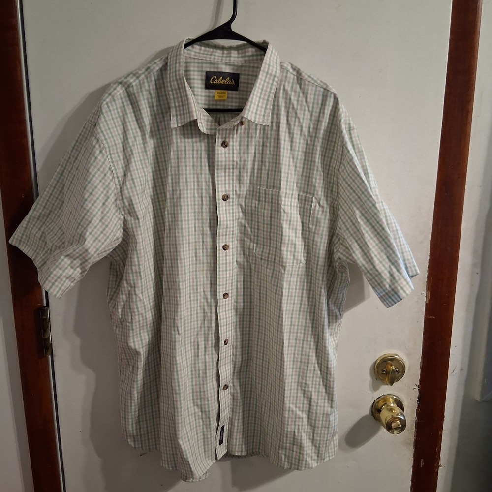 Cabela's Mens Plaid Button Down Shirt 100% Cotton XXL‎ 2X EUC Plaid